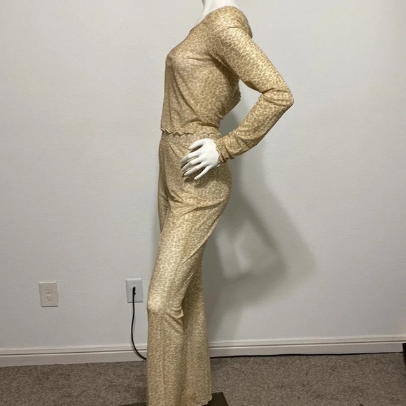 Kendall + Kylie NEW Retro Y2K Leopard Print Sheer Bell Bottom 2 Piece Pant Set L - Picture 2 of 4